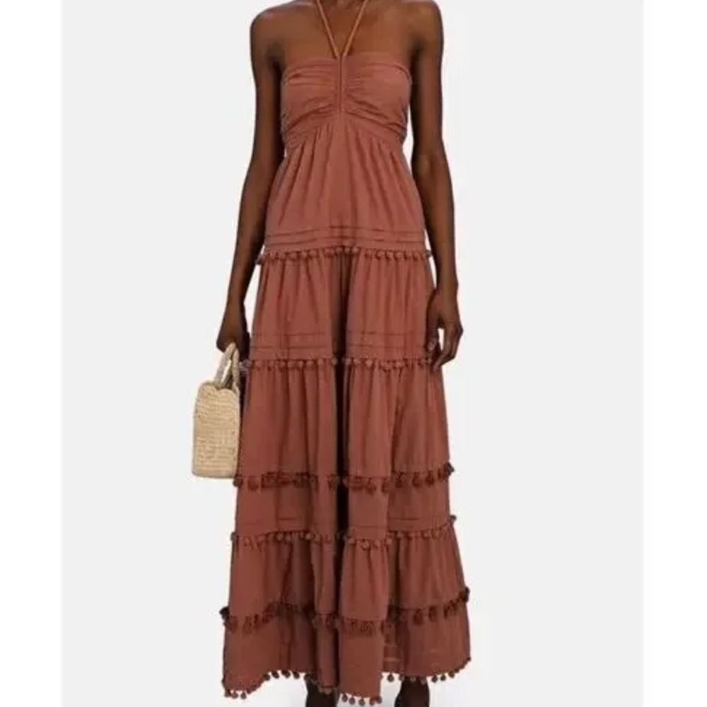 Intermix Lydia Tiered PomPom Maxi Dress